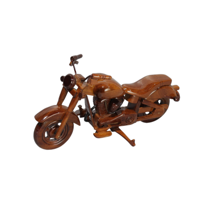 Hand Carved Mahogany Cruiser Motorcycle Sculpture, Luxury Wooden Motorbike Display Model